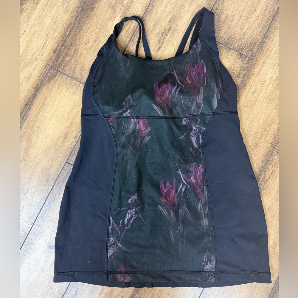Floral Black Lululemon Energy Tank Top